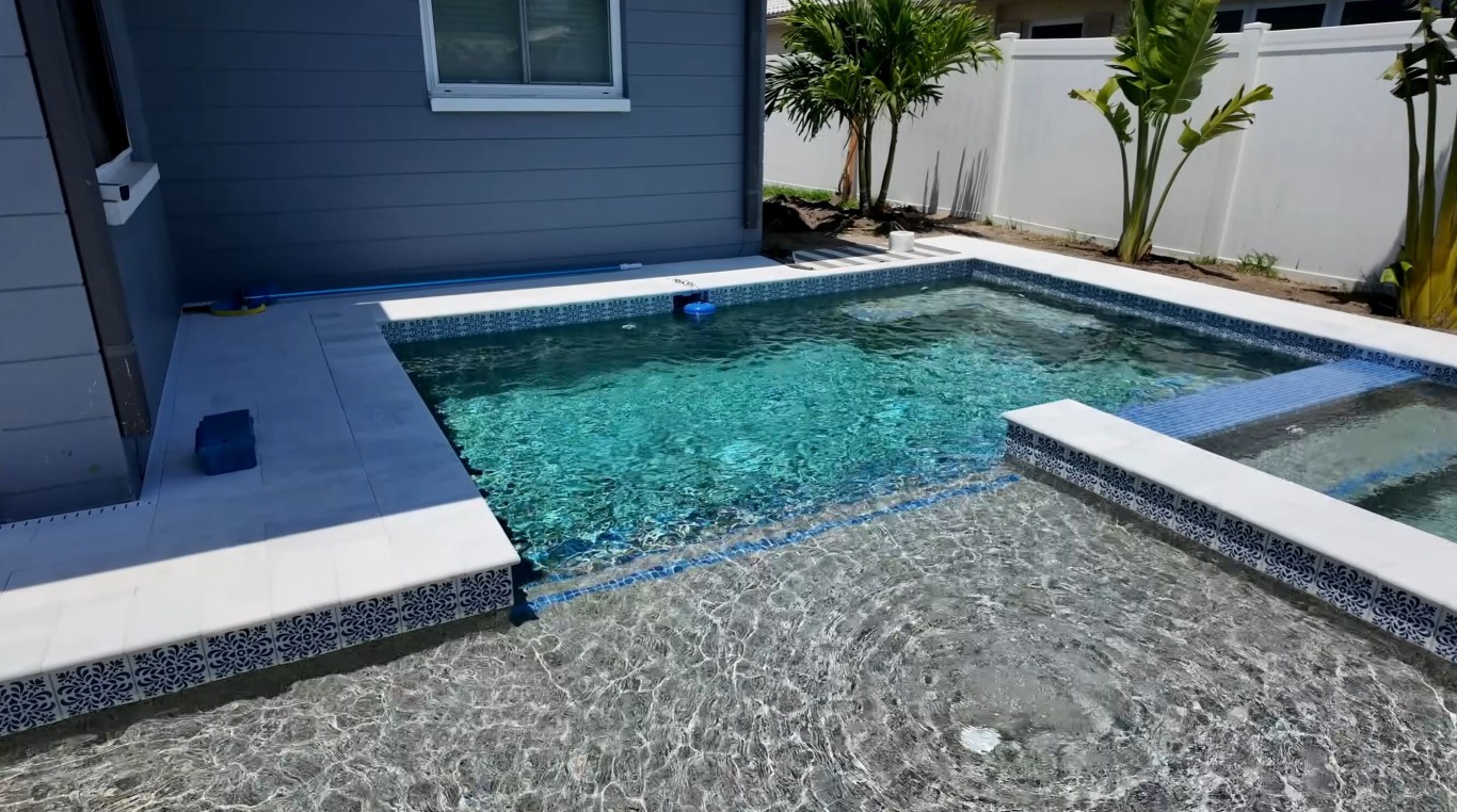 Modern pool and spa professionally maintained by expert technicians